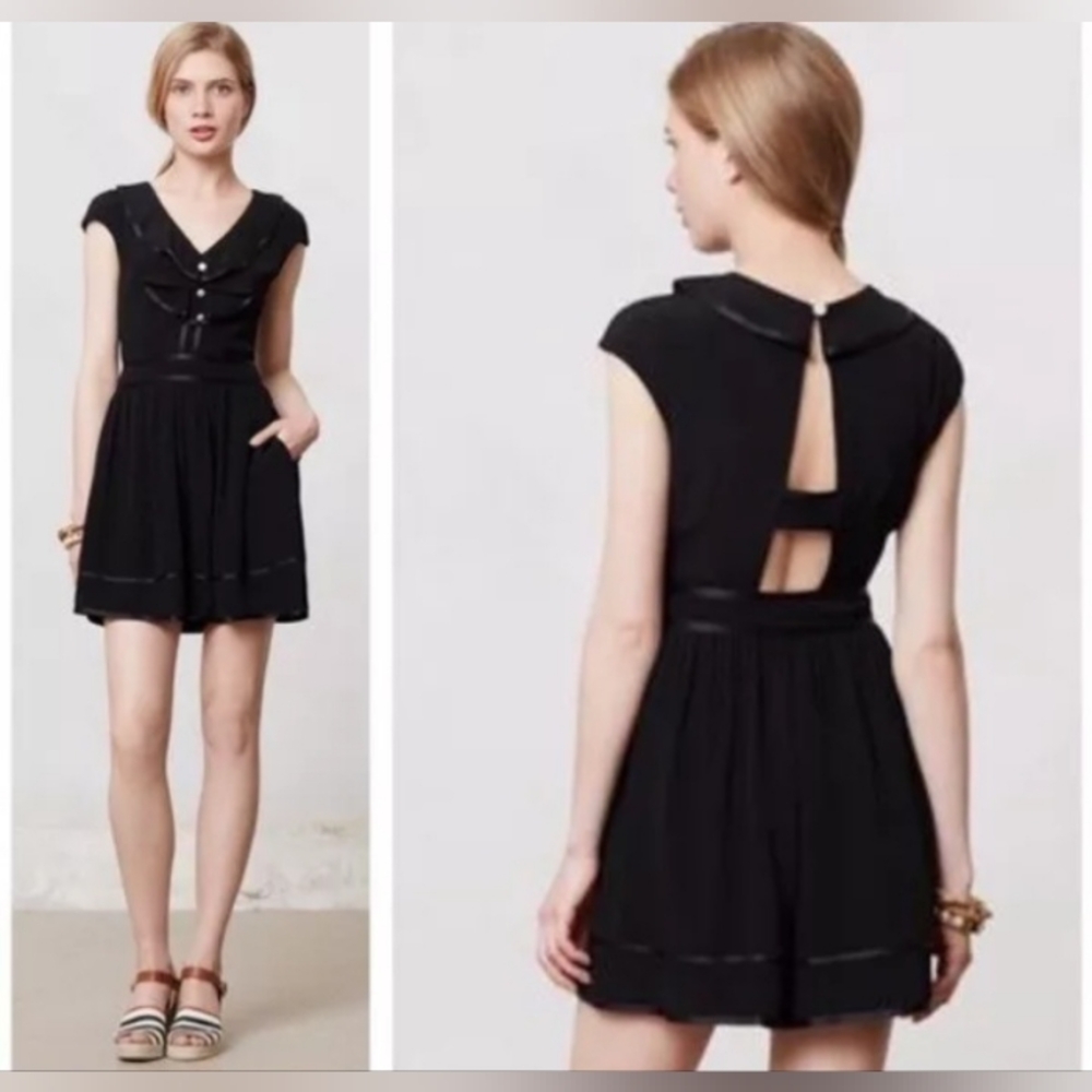Elevenses Anthropologie Black Ruffle Romper